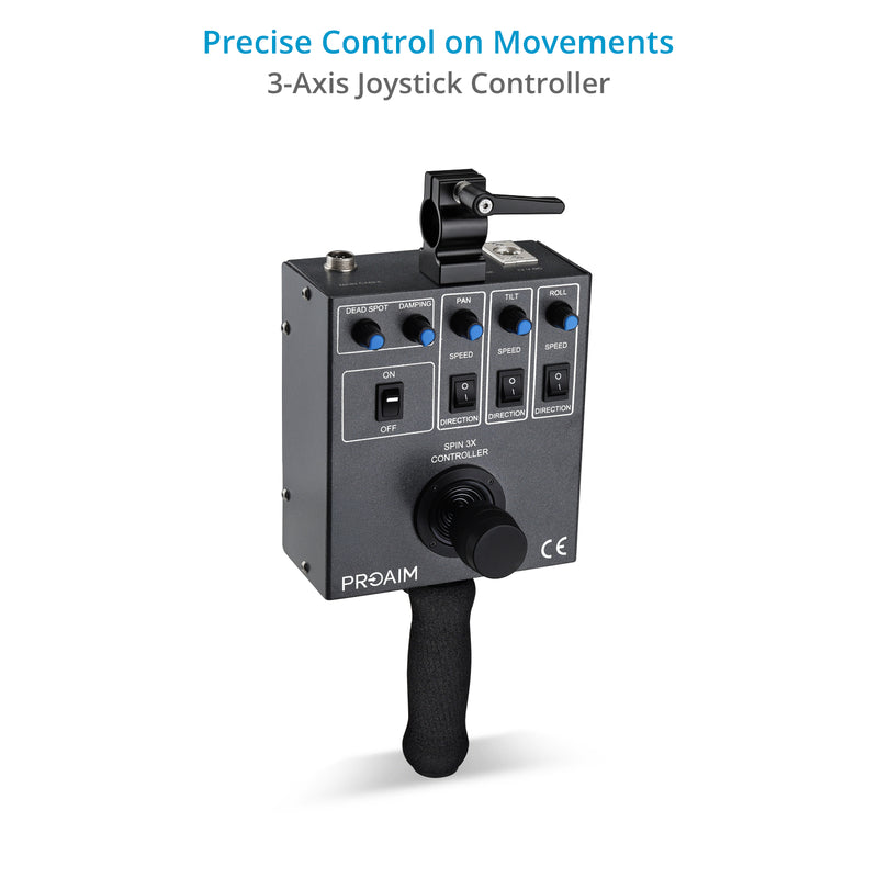PROAIM Spin-3 (3-Axis) Motorized Pan Tilt Head for Camera Jib Crane, Payload- 15kg/33lb