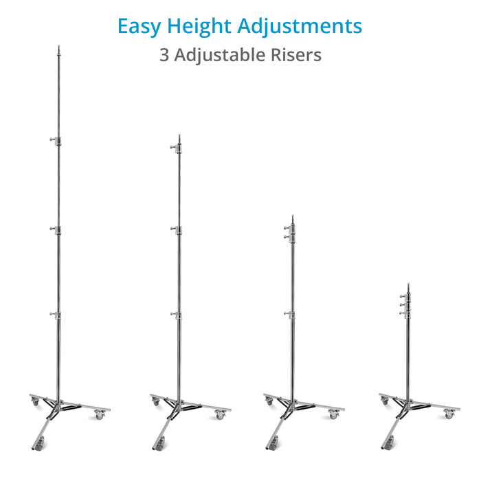 Proaim Baby 5/8” Jr. Triple Riser Roller Stand w Wheels for Studio, Photography | Max. Height: 12.2 Feet