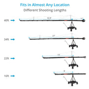 Proaim 40ft Jumbo Film Production Package - Camera Jib Crane w Heavy-Duty Stand, Dolly & 3-Axis Pan-Tilt Head
